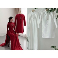 Modern high-end bride and groom ao dai, wedding ao dai, engagement ao dai, luxurious new wedding dre