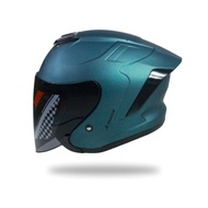 Helmet JS ARMOR DARK TEIL Metallic Half Face Original SNI