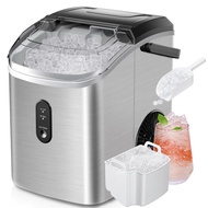 EUHOMY Nugget Ice Maker Countertop with Handle, Ready in 6 Mins, 33lbs/24H, Removable Top Cover, Aut