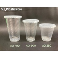 Benxon PP Cup12oz / 16oz with " Flat Lid " [ 100sets± ] - Disposable Plastic Cup