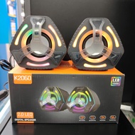 USB Speaker K2060 Stereo Desktop Laptop PC Computer Multimedia Speaker mini 2.0 LED LIGHT
