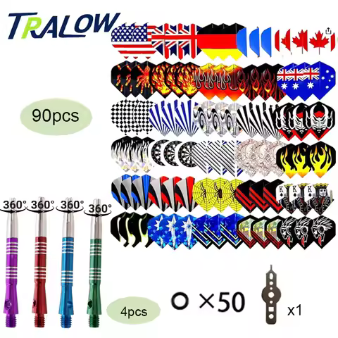 TRALOW Dart Accessory Kit: 2ba360 ° Rotating Aluminum Dart Rod,Wings,Shaft,Rubber O-ring,Dart Wrench