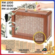 Wooden Piggy Banks Cash Boxes with Savings Goals and Figures tabung kayu tabung duit tabung 5000 /10