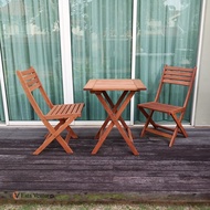 Outdoor Wood Folding Table & Chair Set (Garden / Balcony) - Meja Kerusi Lipat Kayu