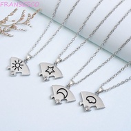 FRANCESCO 4pcs/set Best  Forever Necklace, Colorful Jewelry Set Jigsaw BFF Necklace, Rhinestone Spli