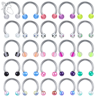 1 PC Colorful Acrylic Ball Nose Ring 16g Stainless Steel Horseshoe Septum Rings 8MM Ear Tragus Carti