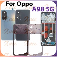 For OPPO A98 5G CPH2529 Battery Back Cover Full Set with Middle Frame Buttons Camera Lens Frame LCD 