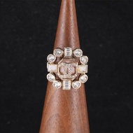 CHANEL(香奈兒)  合金 22B 雙C 水鑽 戒指