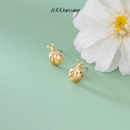 1000earring 925 Sterling Silver Ladybug Stud Earrings - Gold