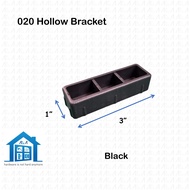 ⟬aga.alumglass⟭ 020 1" x 3" PVC Hollow Bracket for Aluminium