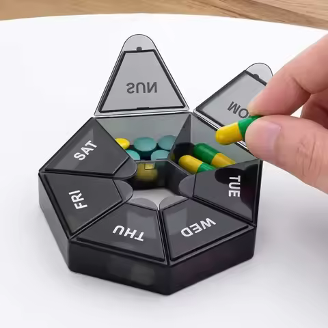 2PCS 7 days pill storage box mini travel portable medicines dispenser box multifunction plastic seve
