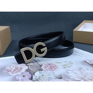 Ready Stock DG Ladies Classic All-Match Jeans Golden Button 2.5cm Genuine Leather Belt