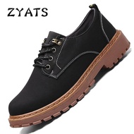 ZYATS รองเท้า Boat Shoes หนังรองเท้าหนังส้นเตี้ยรองเท้าลำลองผู้ชายรองเท้าผู้ชายแบบทางการ Kasut Lelaki สีดำ