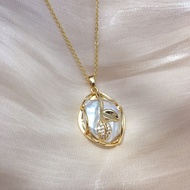 Natural Freshwater Shaped Pearl Pendant Fashion Retro Fashion Square Baroque Necklace All Origin Sou