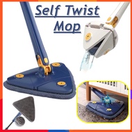 🔥24 Hours🔥Self Twist Mop Household Floor Window Free Squeeze Triangle Mop Rotated Hanging Microfiber Cleaning Mops