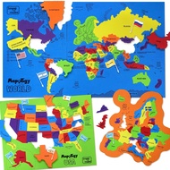 Imagimake Mapology USA & World Map Puzzle with Flags, Capitals, Stickers | Educational Toys for Ages