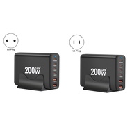 [FAST ERA]-200W GaN Desktop Charger 6-Port USB Type C PD Charger Quick Charge 3.0 USB Type C Fast Ch