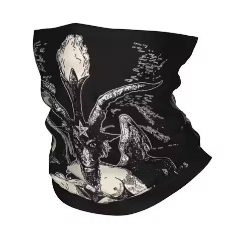 Custom Satanic Occult Baphomet Goat Poster Bandana Neck Warmer Men Women Winter Ski Hiking Scarf Gai