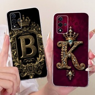 For OPPO A93 A93s 2020 Casing CPH2121 Fashion Initial Letters Crown Soft Silicone Protective Cover F