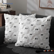 [Ready Stock] Halloween Ghost Pillow Cover Ghost Throw Pillow Case 18x18 Inch Couch Cushion Case Cut