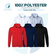ULTIFRESH Plain Hoodie XS-4XL 5XL 7XL Side Pocket Jacket 100% Polyester Hoodie with Zip Jaket Lelaki