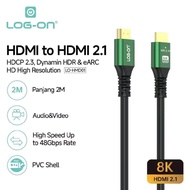 LOG-ON HDMI TO HDMI 2.1 Cable model Lo HMD01 2 Meter Ultra HD 8K 60Hz 48Gbps HDR eARC Dolby Vision F