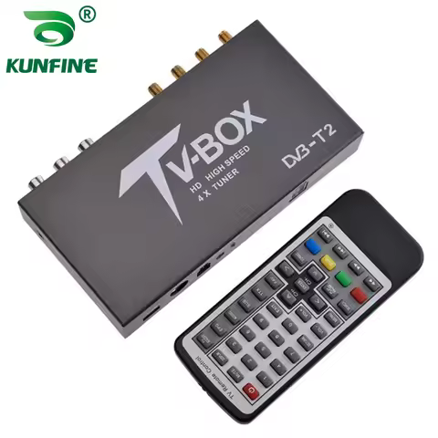 KUNFINE HDTV Car DVB-T2 DVB-T MULTI PLP Digital TV Receiver automobile DTV box With 4 Tuner Antenna 
