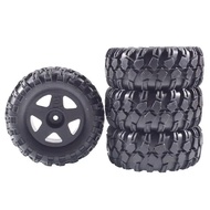 4pcs 90mm Rubber Tires & nylon Wheel Rims 12mm Hex For MN128 MN999 MN86 MJX 10208 Universal