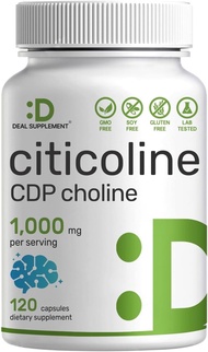 Citicoline 1000mg per Serving| 120 Capsules | CDP Choline | Cerebrovascular Protective