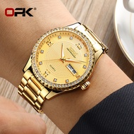 OPK นาฬิกาสำหรับชายขายเดิมกันน้ำหรูหราสไตล์ธุรกิจ Gshock สแตนเลสนาฬิกาแสดงปฏิทินแบบ Dual-ของขวัญสำหรับแฟน