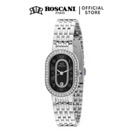 Roscani Vera E27 (Curved Crystal + Rounded Rectangle Case) Rose Gold Black Bracelet Women Watch