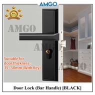 AMGO 门锁 Door Lock Set Key Anti-Theft Door Handle Lock Interior Room Aluminium Alloy Wooden Lockset Bedroom Hardware BAR