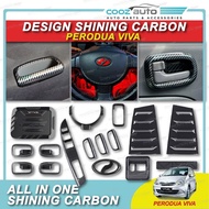 Perodua Viva Shining Carbon Car Steering Door Bowl Handle Switch Fuel Tank Gear Panel Logo Interior 