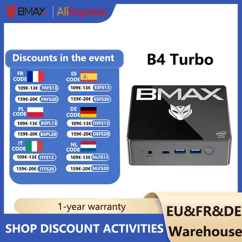BMAX B4 Turbo Mini PC Intel N150 16GB 512GB SSD Windows 11 PC Mini Computer For Business Home Mini D