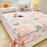 Dansunreve Floral Quilted Fittedsheet Cartoon Cute Fitted Bedsheet Queen King Size Thicken Bedsheets Mattress Protector