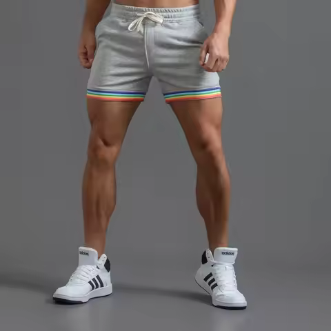 Rainbow Trim Quick Dry Men's 3 Inch Workout Shorts Lightweight Comfortable Running Athletic Shorts f