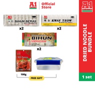 A1 Dried Noodle Package- A1 Bihun (2 Pcs) + A1 Kway Teow (2 Pcs) + A1 Taiwan Bihun (2 Pcs) + A1 Chil