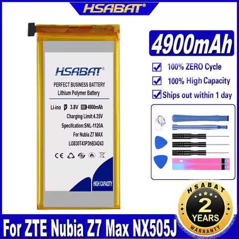 4900mAh HSABAT Li3830T43P3hB34243 Battery for ZTE Nubia Z7 Max NX505J Z7max Batteries