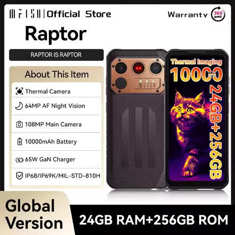 IIIF150 Raptor Rugged Smartphone Thermal Imaging 6.8'' FHD 120Hz 10000mAh 12GB RAM 256GB ROM 108MP U