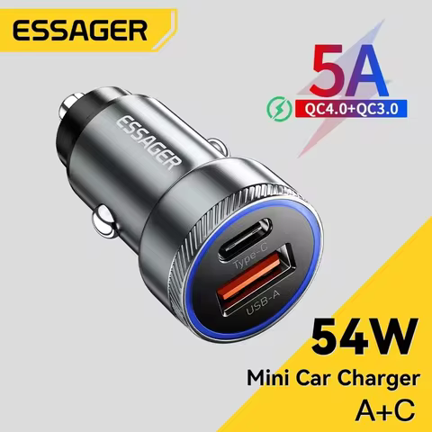 Essager 54W Car Charger 5A Fast Charging Type C Quick Charge 3.0 QC PD 3.0 SCP USB Car Charger For X