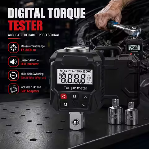 17-340Nm Digital Torque Meter Torque Gauge 4 Unit Nm ft-lb in-lb kg-cm Buzzer LED Alarm Auto Motorcy