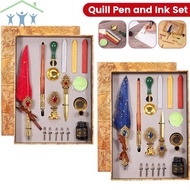 Feather Pen Set Exquisite Quill Pen and Ink Kit with Wooden Dip Pen Stamp Melting Spoon Candle Letter Opener Pen Nibs Wax Stick and Pen Holder SHOPTKC6983