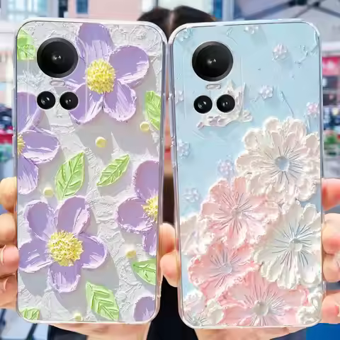 For Oppo Reno 10 Pro 5G Case Reno 10 Phone Case Fashion Flower Cartoon Clear Silicone Shockproof Cov