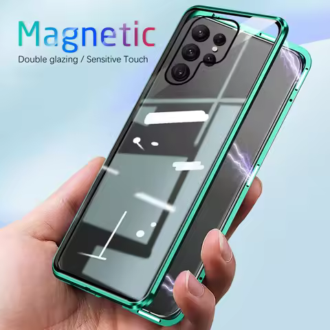 Metal Frame Magnetic Case For Samsung Galaxy Note 8 9 10 Plus Double-Sided Glass full Protection fro