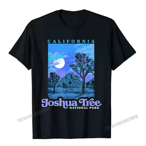 Joshua Tree National Park Vintage Night Scene Retro T-Shirt Camisas Men Tshirts Newest Group Cotton 