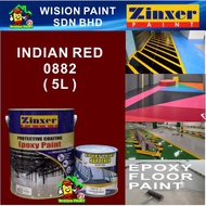 0882 (P) INDIAN RED ( 5L ) 5 Liter ZINXER EPOXY PAINT Two Pack Epoxy Floor Paint - 4 Liter + 1 Liter