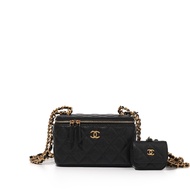 Chanel Black Quilted Caviar Vanity Case with Pouch Gold Hardware, 2023