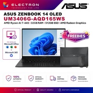 Asus Zenbook 14 OLED UM3406G-AQD165WS 14" WUXGA Laptop Jade Black ( AI 7 445, 32GB, 512GB SSD, ATI, 