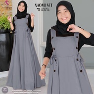 Gamis Wanita Remaja Naomi Set Overall Bahan Toyobo Premium Fashion Muslimah Terbaru