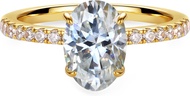 2.0ct 7x9MM Moissanite Oval Engagement Rings for Women 925 Silver Plated with 14K Gold High End Jewe